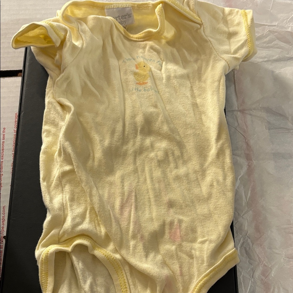 Carter's Soft Yellow Baby Bodysuit with Duck Design 6-9 months